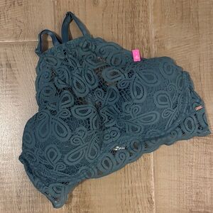 PINK Victoria's Secret Lace Bralette in Teal Push-Up